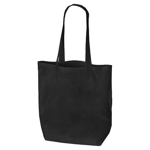 【5枚セット】 オーガニックコットンバッグ Mサイズ 約360×370×110mm ブラック 22555803X5