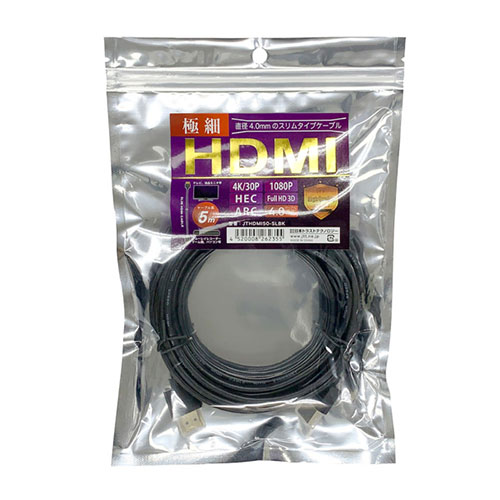 日本トラストテクノロジー スリムHDMIケーブル 極細・取り回しに便利 4K/30P対応 5.0m JTHDMI50-SLBK