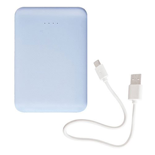 インプリンク 超薄型モバイルバッテリー5,000mAh 厚さ12.7mmのスリム軽量デザイン パステルカラー ブルー IML1C2U5002BL