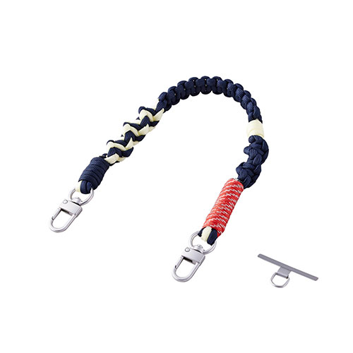 エレコム ハンドストラップ編み物 ひとつひとつ丁寧に手作りした温かみのある編み模様 ネイビー P-STHKNNV