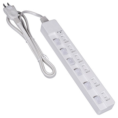 Digio 安全機能搭載スイッチ付きOAタップ 6個口 2m ホワイト TAP-048-20W