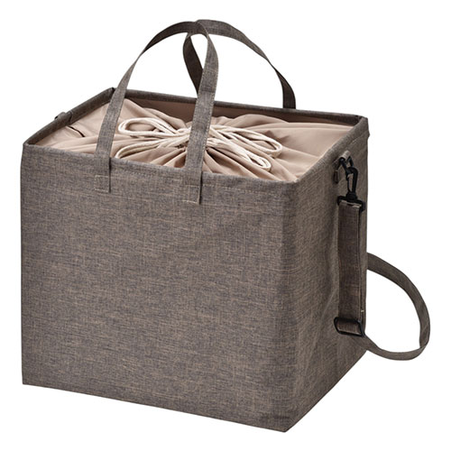 【5個セット】 たくさん入る肩かけできるマルチランドリーバッグ角型 巾着式で中身が隠せる たっぷり容..