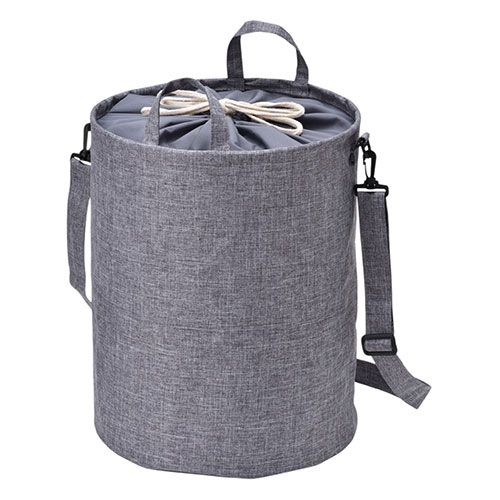 【5個セット】 たくさん入る肩かけできるマルチランドリーバッグ丸型 巾着式で中身が隠せる たっぷり容..