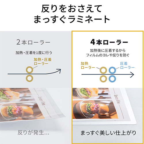 サンワサプライ A3ラミネーター 4本ローラー 90秒ウォームアップ LM-A34R1W 人気 おすすめ PC パソコン スマホ タブレット | 関連単語 iPhone パーツ iPad 周辺機器 メモリ Android ドライブ USB ストレージ フラッシュメモリー コンパクト モニター アーム 液晶 ssk-1-21384213 創造生活館 サンプル画像3