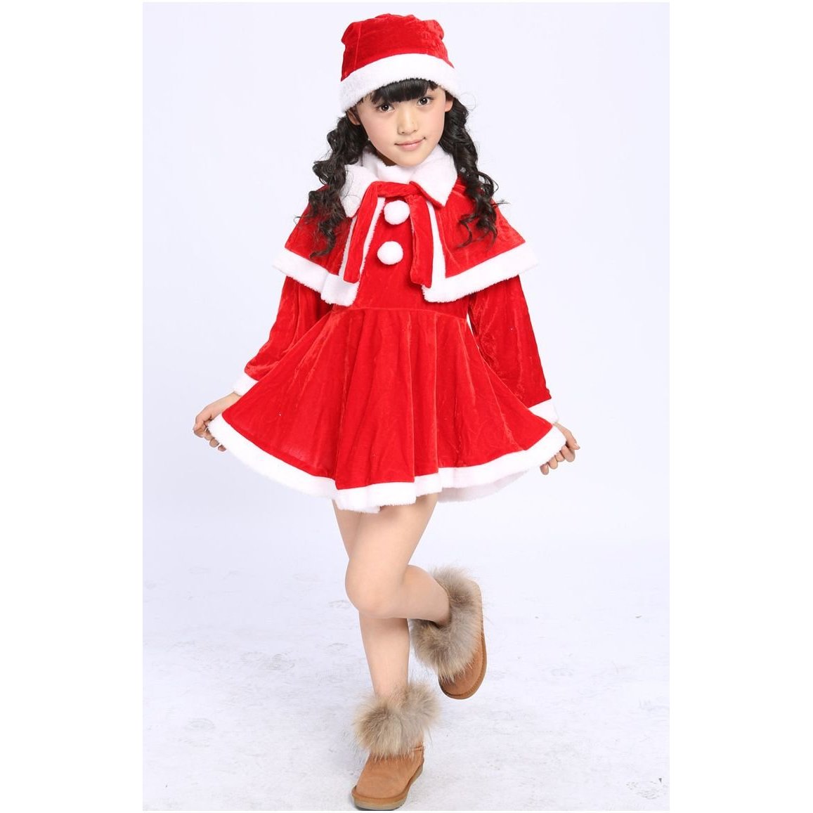 クリスマス サンタ 3点セット キッズ・子供 女の子用 コスチューム！140cm用ハロウィン 仮装 ハロイン halloween costume ハローウィン
