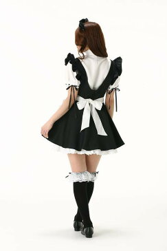 エプロン 付き メイド服 フリルとネコ耳で小悪魔的な魅力たっぷりワンピース☆ コスプレ ネコ耳 カチューシャ 男性 Men'sサイズハロウィン 仮装 ハロイン halloween costume ハローウィン