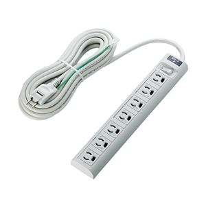 パソコン・周辺機器関連商品 RoHS指令3ピン対応タップ/7個口/マグネット付/雷ガード/スイッチ連動/5.0m/グレー
