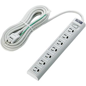 パソコン・周辺機器関連商品 RoHS指令3ピン対応タップ/7個口/マグネット付/雷ガード/スイッチ連動/5.0m/グレー