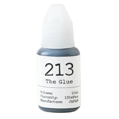商品名【松風】The Glue 213　10ml仕様■硬化速度 ：1秒前後■完全硬化時間：約30分■粘度：150mPa・s■内容量 : 10ml■オイルクレンジング：使用可能※ご案内している施術可能人数は、1回の施術でグルーを1滴使用すると仮定した際の目安です。(施術方法や環境によって施術可能人数は異なります。)全成分エチルシアノアクリレート(主成分)、増粘剤、カーボンブラック広告文責 有限会社ワイズギフト電話番号 050-3612-6714メーカー名 松風 生産国 日本商品区分 化粧品＊当店の化粧品は、適切な環境で保管しています。また、化粧品の使用期限につきましても厳格に管理しています。安心して、お買い求めください