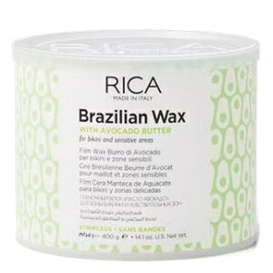 商品名RICA ブラジリアンワックス AVB (アボカドバター) 400g仕様■内容量：400g■主要成分：ロジン酸グリセリル（松やに不使用）、天然植物オイル（石油系オイル不使用）、マイクロクリスタリンワックス、エチレン酢酸ビニルコポリマー■溶解温度：49〜51℃■ヒーターの温度／使用可能温度になるまでの時間（目安）：120℃／30〜35分■最適なワックスの温度（目安）：55℃前後【使用方法】ワックスをウォーマーに設置し温めます。プレワックスジェルを肌に塗付し、ワキシング部分を消毒・油分除去します。毛を巻き込むようにワックスをなじませ、ワックスが固くなるまで肌の上で冷やします。肌をぴんとはり、毛の流れに逆らいながら肌と平行方向に素早くワックスをはがします。施術後、プレワックスジェルを再度塗り、その後アフターワックスローションをコットンで塗布します。肌に残ったワックスを取り除き、肌に潤いを与えます。広告文責 有限会社ワイズギフト電話番号 050-3612-6714メーカー名 RICA生産国 日本商品区分 化粧品＊当店の化粧品は、適切な環境で保管しています。また、化粧品の使用期限につきましても厳格に管理しています。安心して、お買い求めください