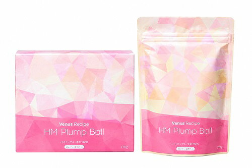 商品名ヴィーナスレシピ HMプランプボール 120g仕様■内容量：120g■1回あたり使用量：2~8粒（1日分）有用成分【美容・健康成分】はなびらたけ粉末、マンゴスチンエキス末、ハトムギエキス末、アセロラ粉末、ビタミンB6全成分砂糖（韓国製造）、水あめ、砂糖結合水あめ、はなびらたけ粉末、もも果汁、マンゴスチンエキス末、ハトムギエキス末、アセロラ粉末、加工油脂／加工でん粉、ソルビトール、酸味料、着色料（酸化チタン、アカキャベツ）、ゲル化剤（アルギン酸Na）、乳化剤、安定剤（グルコマンナン）、香料、イノシトール、ビタミンB6商品画像はイメージです。色味・形状・質感などが実際の商品と多少異なる場合がございます。※パッケージや商品デザインは、変更となる場合がございます。あらかじめご了承ください。広告文責 有限会社ワイズギフト電話番号 050-3612-6714メーカー名 AXXZIA（アクシージア）生産国 日本商品区分 化粧品＊当店の化粧品は、適切な環境で保管しています。また、化粧品の使用期限につきましても厳格に管理しています。安心して、お買い求めください