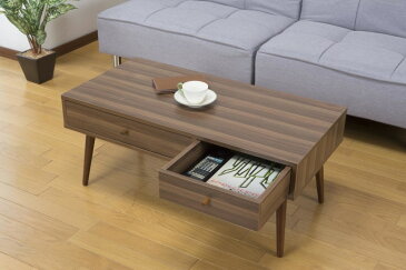 リビングテーブル 収納付きテーブル ひとり暮らし 引き出し付テーブル ダークブラウン