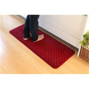 台所マット Kitchen mat 無地 シンプル キッチンマット 低反発 カラー:レッド サイズ:45×60cm