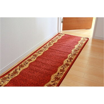 キッチンマット 廊下用カーペット 傷防止 廊下敷き ナイロン100% カラー:レッド サイズ:67×700cm