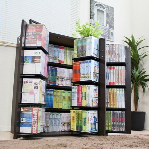 書棚 扉付き 驚きの収納力! 人気 暮らし 本棚 日本製!DVDラック最大400収納 本棚ストッカー収納庫ダークブラウン