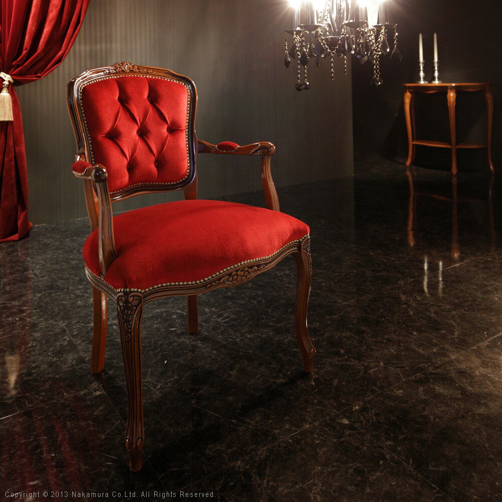 イタリア 家具 ヨーロピアン ヴェローナクラシック アームチェア-モケットレッド（1人掛） 猫脚 リビング ヨーロッパ家具 クラシック 輸入家具 アンティーク風 イタリア製 ブラウン おしゃれ 高級感 エレガント 木製 天然木 リモート テレワーク 在宅