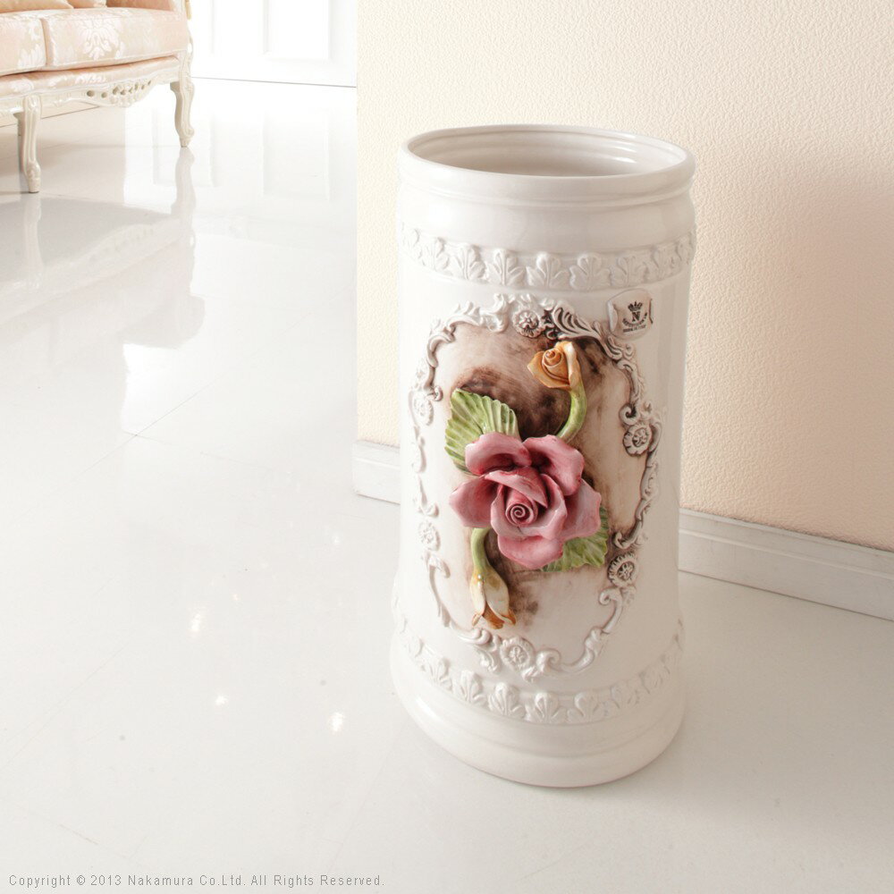 イタリア 家具 ヨーロピアン ヴェローナクラシック 陶製傘立て-ローズ 傘 玄関 ヨーロッパ家具 クラシック 輸入家具 アンティーク風 イタリア製 おしゃれ 高級感 エレガント リモート テレワーク 在宅