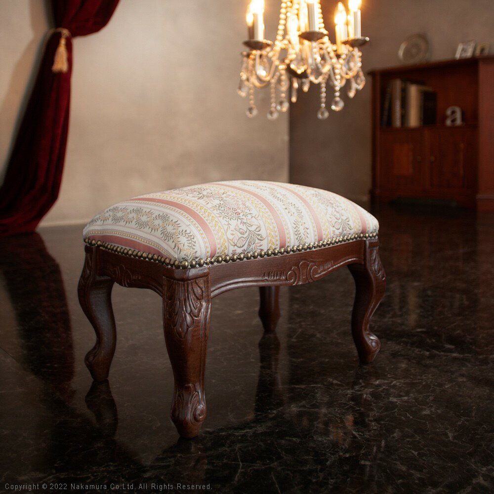 イタリア 家具 ヨーロピアン ヴェローナクラシック フットスツール 猫脚 椅子 ヨーロッパ家具 クラシック 輸入家具 アンティーク風 イタリア製 おしゃれ 高級感 エレガント リモート テレワーク 在宅
