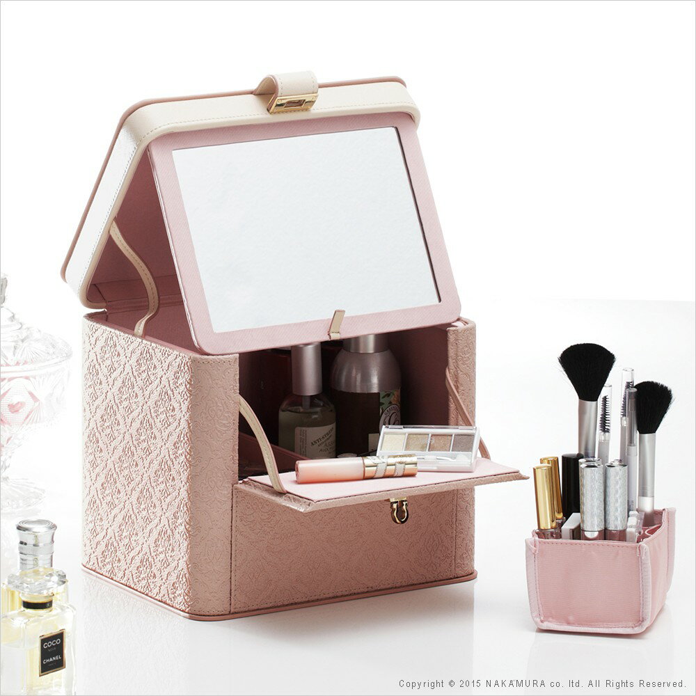 コスメボックス バニティケース 鏡付き カスタマイズできるとっておきのメイクボックス 〔アラベスク〕 レギュラー コスメケース バニティボックス メイクBOX 化粧箱 ドレッサー 化粧入れ 化粧品 おしゃれ かわいい