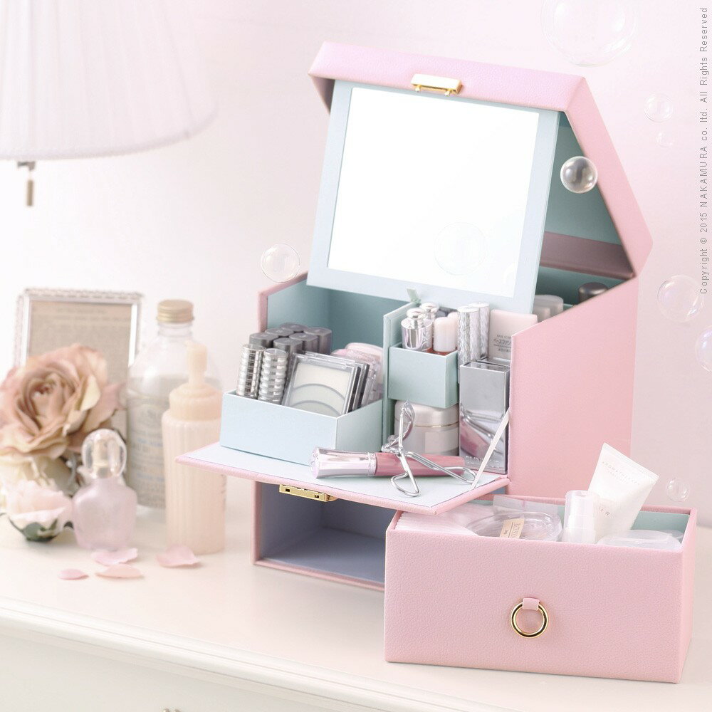 コスメボックス メイク 収納 〔コフレ〕 メイクボックス バニティケース バニティボックス 化粧品 コンパクト ドレッサー メイクBOX コスメケース 化粧ボックス 化粧入れ 化粧箱 おしゃれ かわいい 鏡付き