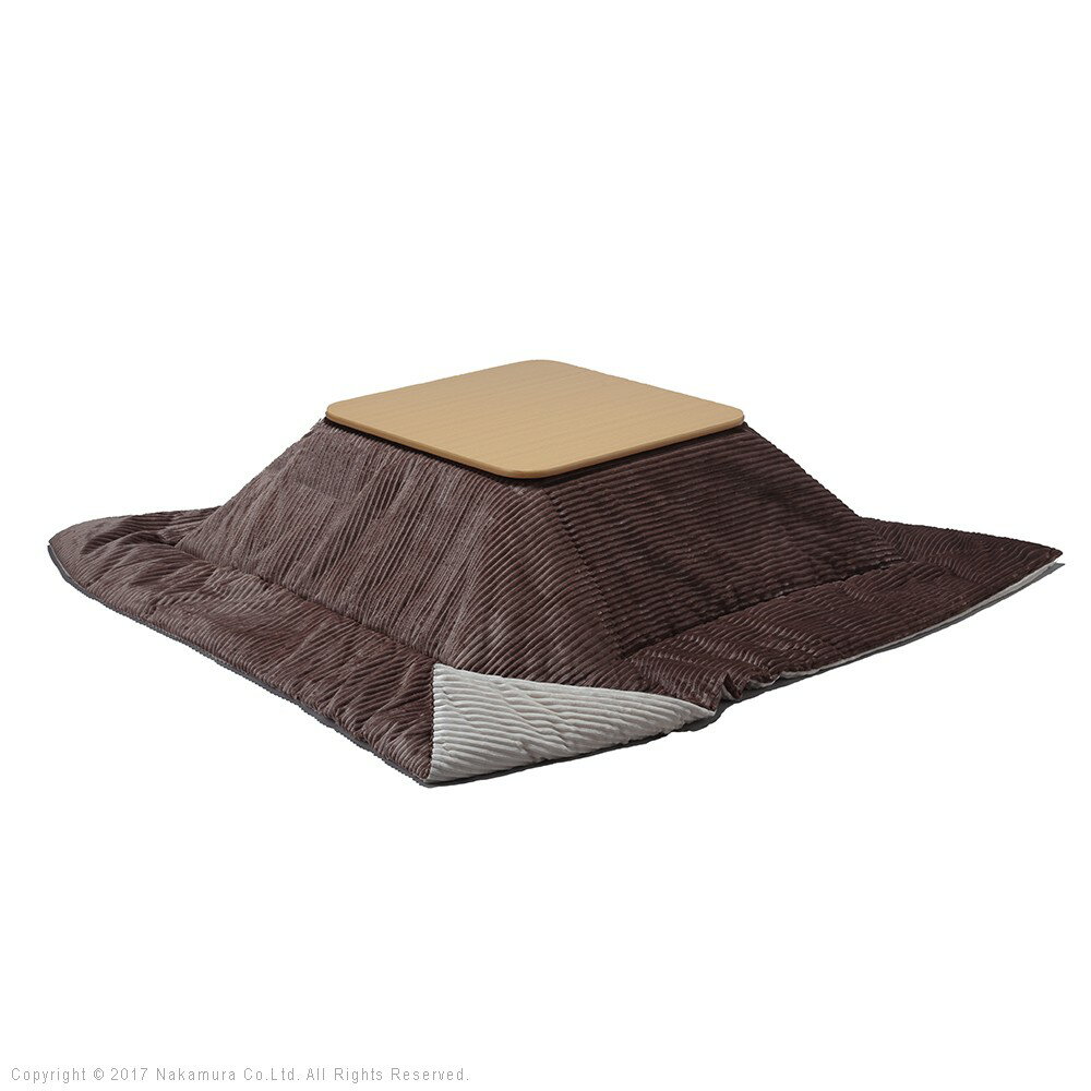フラットヒーター折れ脚こたつ-フラットモリス 60x60cm 保温綿入こたつ布団付き 2点セット SAI 彩 正方形 テーブル 折りたたみ おしゃれ コタツ 炬燵 フラットヒーター 掛け布団付き コーデュロイ リビング ローテーブル 節電 高さ調節 継ぎ脚 北欧 エルク柄 木製 木目
