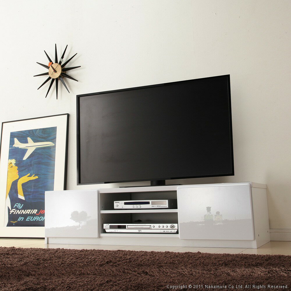 テレビ台 テレビボード ローボード 背面収納TVボード-ロビン 幅120cm リビングボード 北欧 モダン 鏡面 キャスター付き テレビラック リビング収納 TV台 AVボード 収納 パソコン台 木目調 おしゃれ 新生活 在宅ワーク リモートワーク