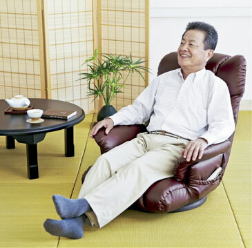 座椅子 ソファチェア 360度回転 スーパーソフトレザー座椅子 カラー:ブラック