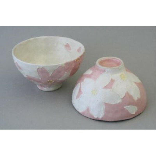 湯呑み 陶器 箸置き 春を感じる「季節の器」紅彩花 組飯碗 （2個セット） ペア ご飯茶碗