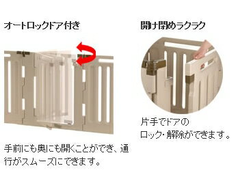 ペットサークル ゲート 居住スペースの間仕切りに… 便利グッズ ペット用 3WAYサークル 6面50H ベージュ(BE)