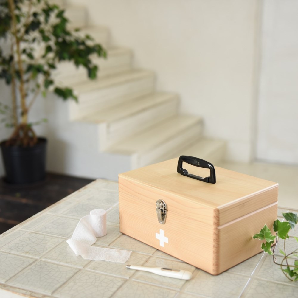 くすり箱 収納ボックス Made in Japan 木製救急箱