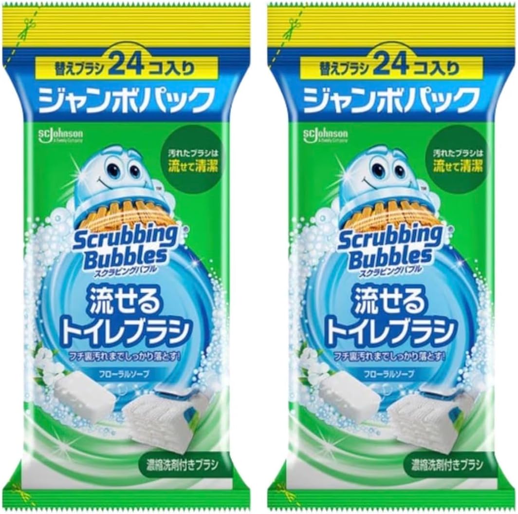 乐天商城 - スクラビングバブル 流せるトイレブラシ 付け替え 48個 フローラルソープの香り