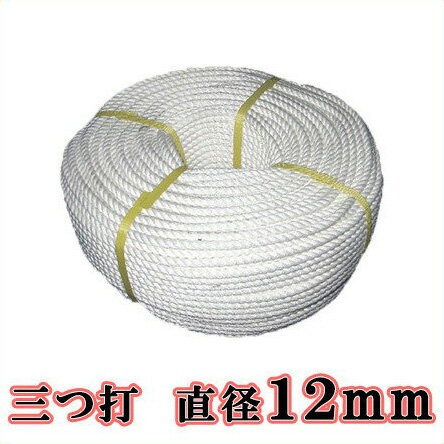 生川 ビニロンS ロープ 3つ打 直径12mm カット販売[繊維ロープ 非難グッズ 防災グッズ 防災ロープ 非難ロープ 縄 白色 切り売り販売]