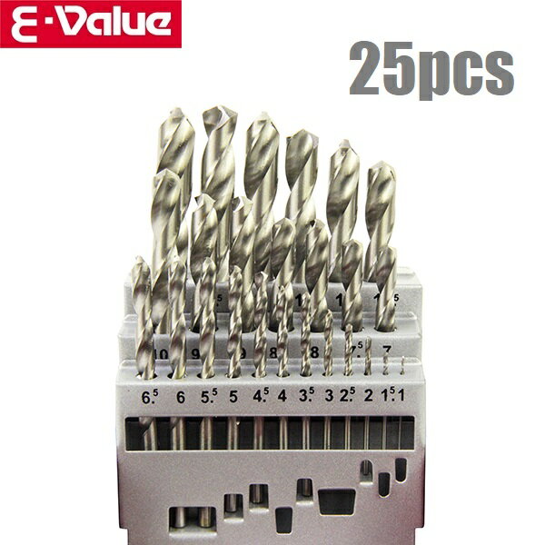 E-Value ドリルセット 鉄工用 25本組 ETD-25S 電気ドリル 充電ドリルドライバー ボール盤