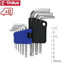 E-Value 六角レンチセット 9本 ボールポイント形状 六角棒レンチ レンチホルダー 工具セット