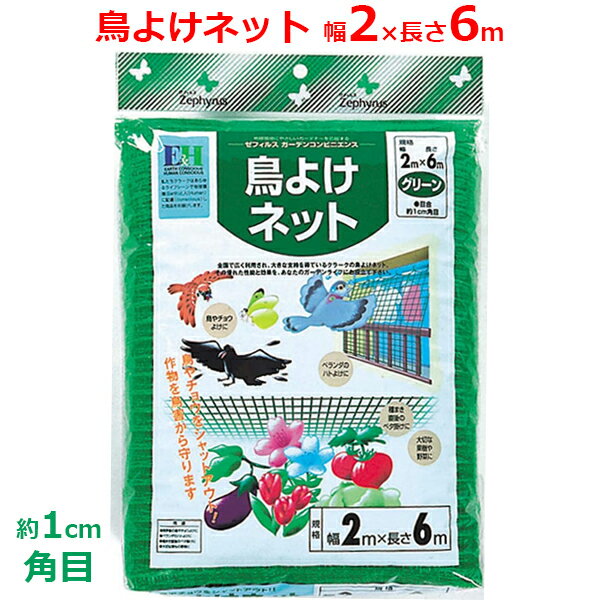 クラーク 鳥よけネット 鳥避けネット 2m×6m グリーン 緑 10mm角目 ハトよけ カラスよけ ネット 鳥対策 ベランダ 家庭菜園 ガーデニング