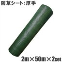 【法人様限定】厚手 防草シート 2m×50m 2セット 100m 草よけシート 草除けシート 雑草防止シート 雑草抑制シート 雑草対策 農業資材 抗菌 防カビ 緑