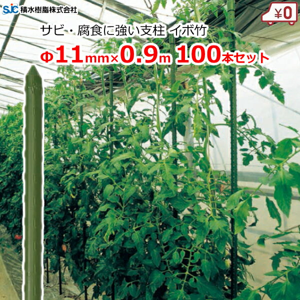 セキスイ イボ竹 支柱 イボ付き 11mm×長さ0.9m 100本セット 太さ11mm 園芸支柱 ポール 誘引 露地栽培 ビニールハウス ハウス資材 耐候性 畑 農業 園芸 資材 積水樹脂