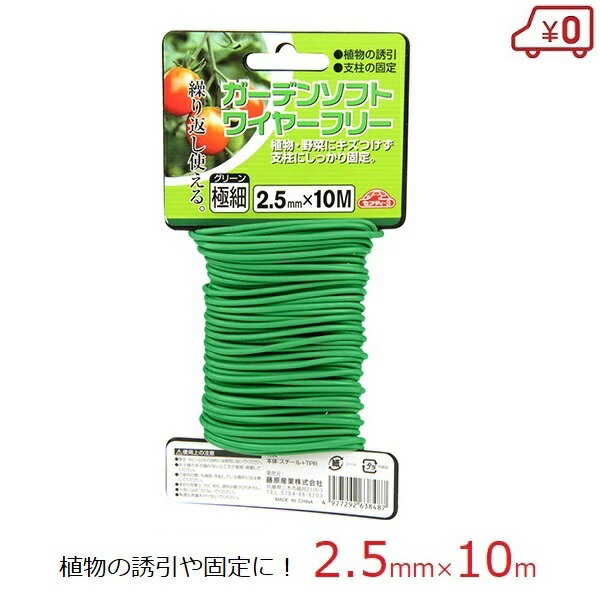 セフティ−3　ガーデンソフトワイヤー 2.5mm×10m 極細 グリーン 支柱 固定 誘引 添え木 野菜 農園