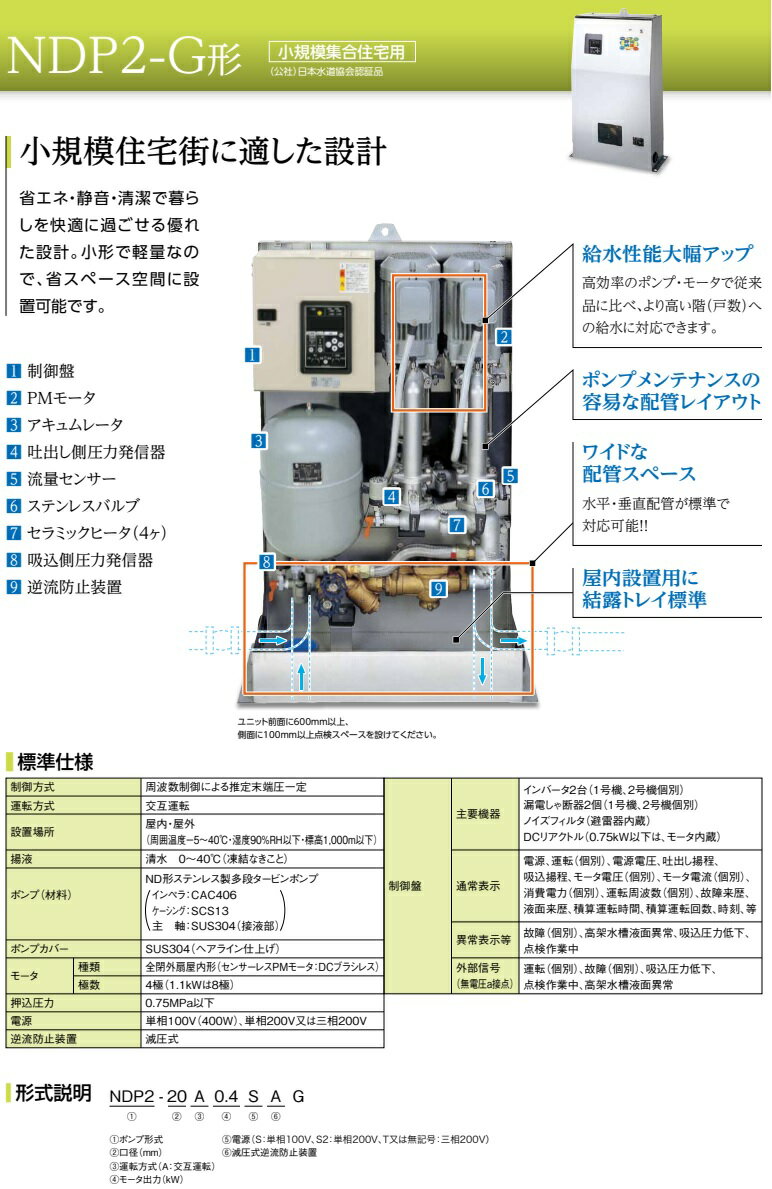 川本ポンプ ブースタポンプ 直結給水用 給水ポ...の紹介画像2