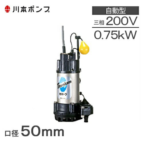 川本ポンプ 海水用 自動型 水中ポンプ チタン製 カワペット WUZ4-506-0.75L / WUZ4-505-0.75L