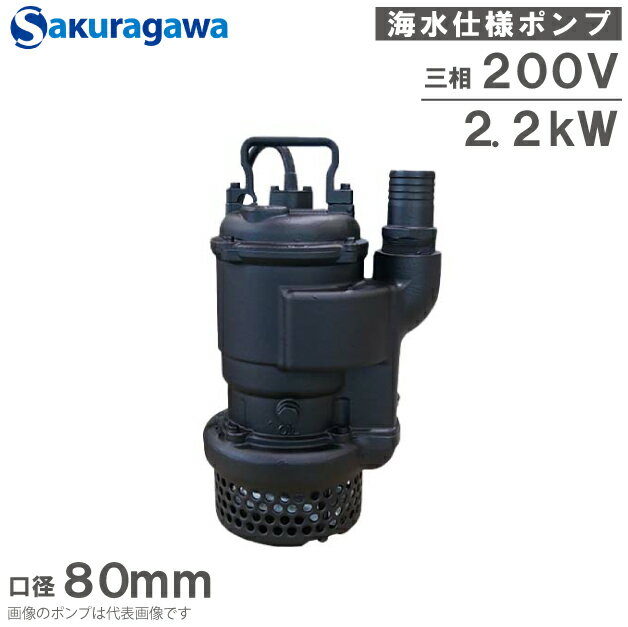 桜川ポンプ 簡易海水用 水中ポンプ UKL-233KD 80mm 2.2kw 200V 排水ポンプ 海水ポンプ 海水用ポンプ 大型 櫻川ポンプ