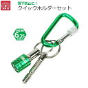 SK11 クイックホルダーセット ツールフック 先端工具 落下防止 カラビナ付き グリーン SQH-SETG