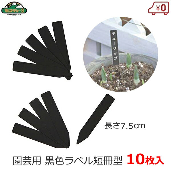 セフティ−3 園芸用黒ラベル 長さ7.5cm 10枚入 園芸ラベル 黒 ブラック 短冊型 13×75mm ガーデンラベル ..