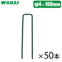 若井 人工芝 ピン 10cm 50本入 グリーン 人工芝押さえピン コの字ピン 100mm 10センチ 人工芝マット 緑