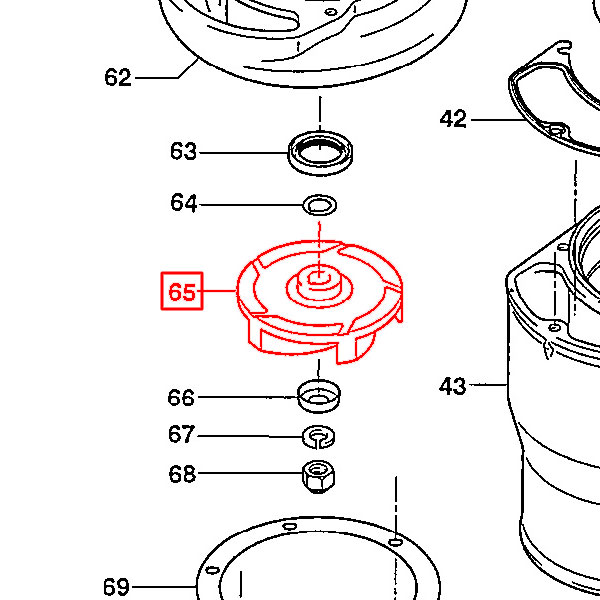 ツルミポンプ KTZ型水中ポンプ用 羽根車 KTZ45.5 インペラ 鶴見ポンプ 交換部品 部材 パーツ 排水ポンプ
