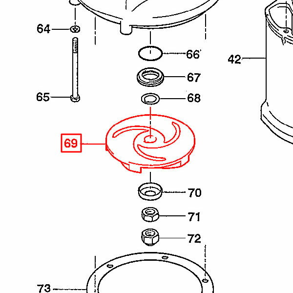 ツルミポンプ KTZ型水中ポンプ用 羽根車 KTZ67.5 インペラ 鶴見ポンプ 交換部品 部材 パーツ 排水ポンプ