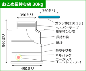 一色本店 米袋 米保存袋 ネルパック おこめ長持ち袋 30kg ×10枚 お米 鮮度保持袋 お米保存容器 もち米 豆類 玄米 白米