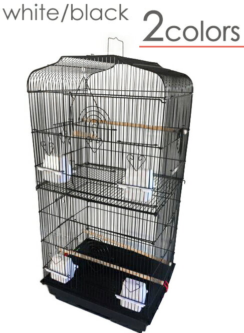 大型 鳥かご 白/黒 バードゲージ 鳥小屋 鳥カゴ ケージ セキセイインコ オカメインコ エサ入れ インテリア アイアン アンティーク