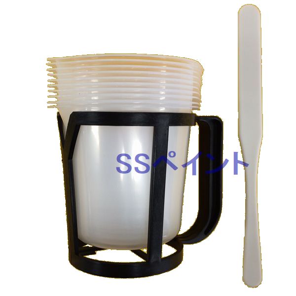 調色容器（計量カップ）　補修用カップ　400ml (小)セット（容器・スタンド・ミキシングバー）