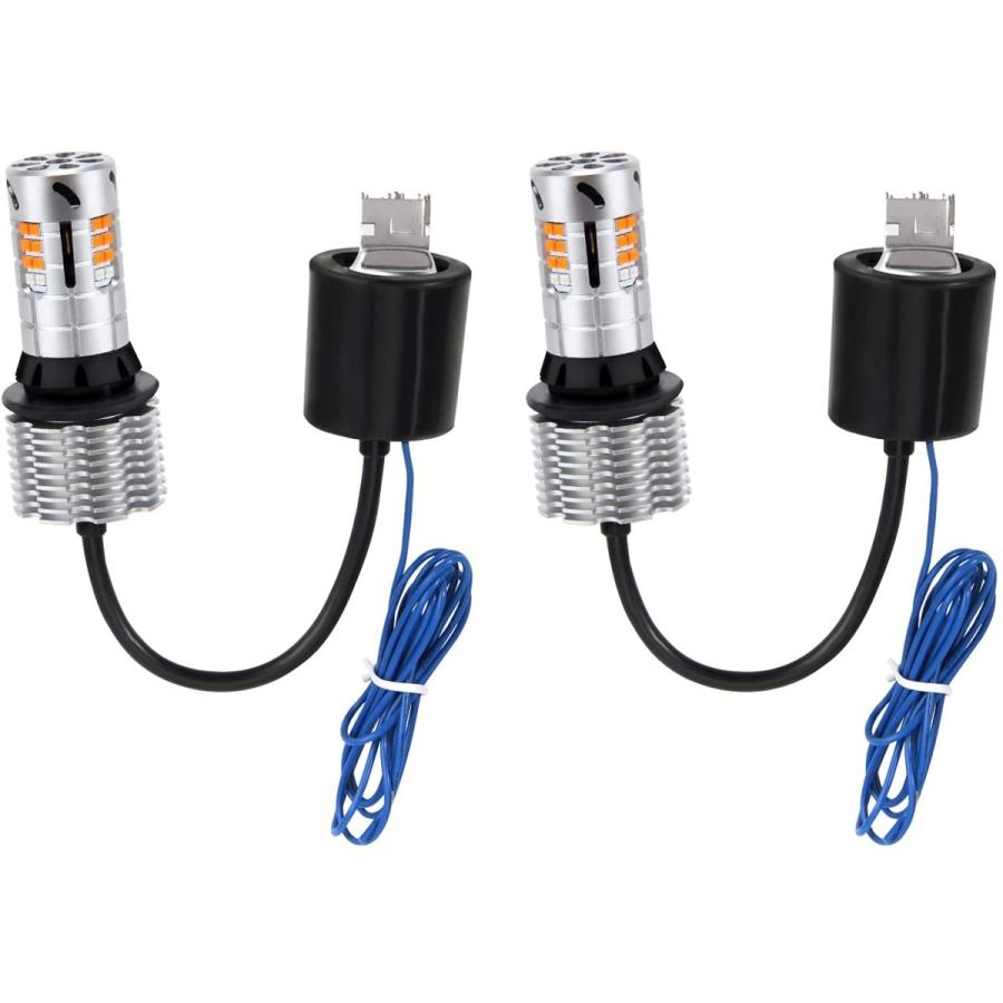 Rakuten - T20 led ウィンカーポジション バルブ アンバー ブルー 2色切替 車検対応 スーパーキャンセラー内蔵 ハイフラ防止 抵抗内蔵 ディライト 冷却ファン バイク 12V車 ステルス 無極性 取付簡単 ポン付け 日本語取説付き 1年保証